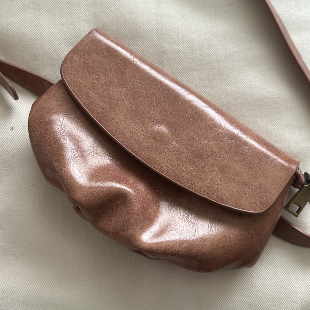 Elegant blush faux leather belt bag